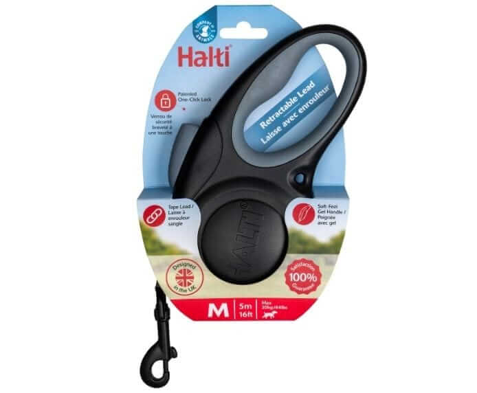 Halti Retractable Lead Blk Gray Large 16 FT