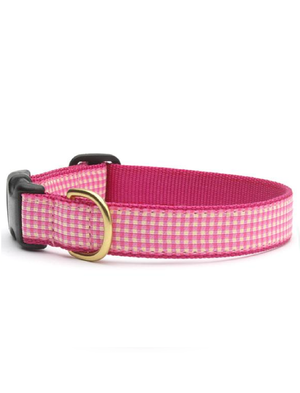 
            
                Load image into Gallery viewer, Up Country PInk Gingham Dog Collar, M
            
        