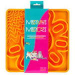 Messy Mutts Silicone Interactive, Multi-Surface Lick Bowl/Mat, Orange, 10in x 10"