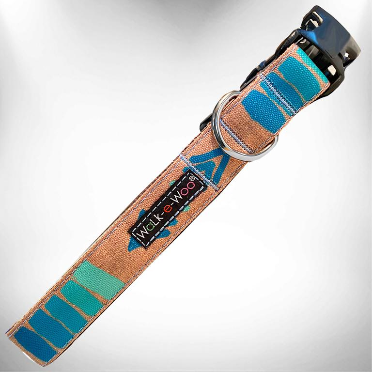 Walk-e-woo Tribal Teal Collar, M, 12-18”